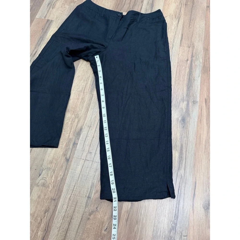 Larry Levine Petite Black Linen Blend‎ Cargo Pants Size 10P
